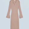 FROM FUTURE Robe Longue Manche Longue Col Polo TropicalCamel Store