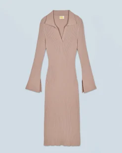 FROM FUTURE Robe Longue Manche Longue Col Polo TropicalCamel Store