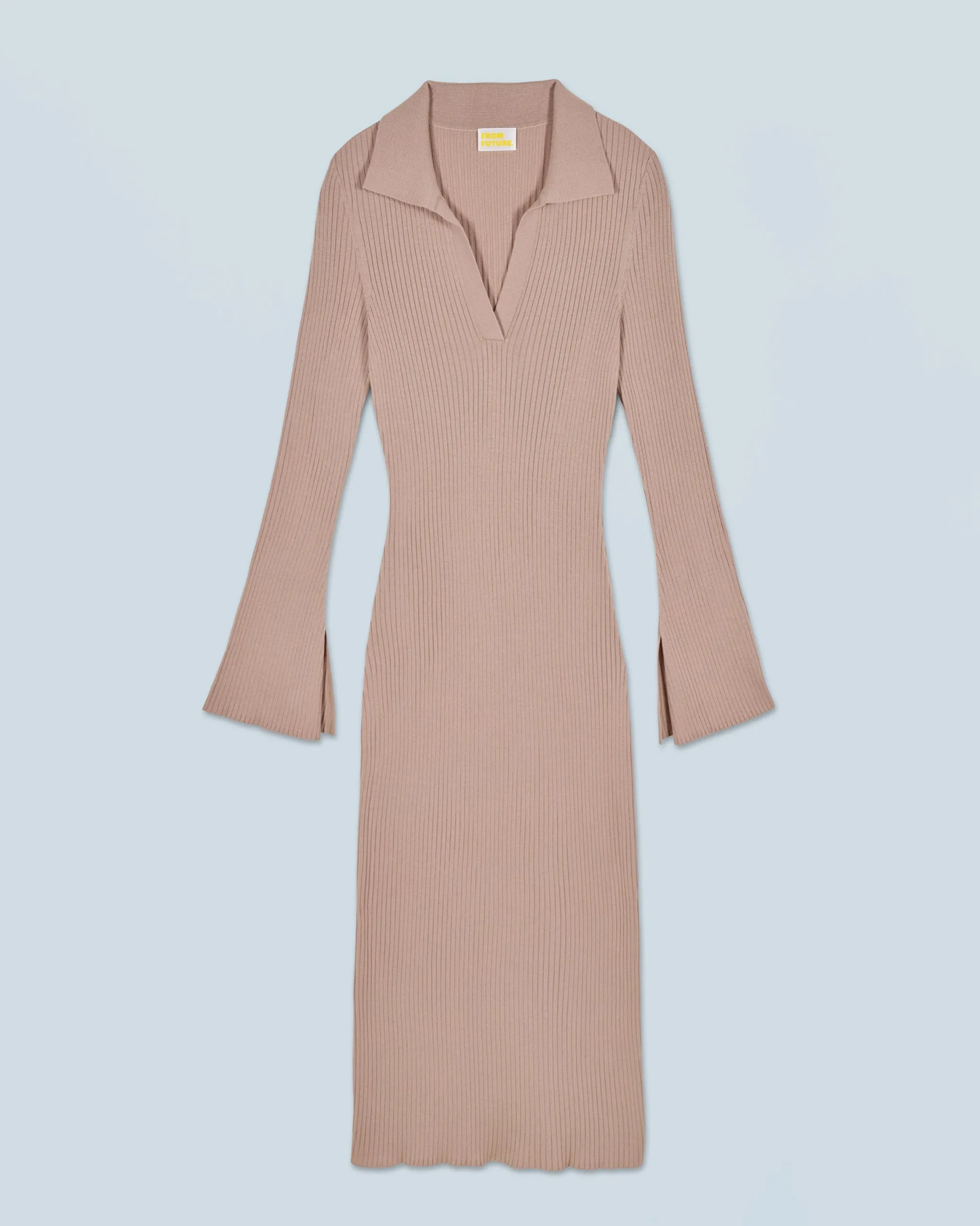 FROM FUTURE Robe Longue Manche Longue Col Polo TropicalCamel Store