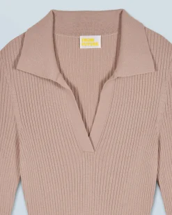 FROM FUTURE Robe Longue Manche Longue Col Polo TropicalCamel Store