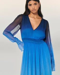 FROM FUTURE Robe Longue Manche Longue Mousseline BlurryOcean Best Sale
