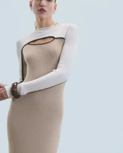 FROM FUTURE Robe Longue Manche Longue TropicalCamel Sale
