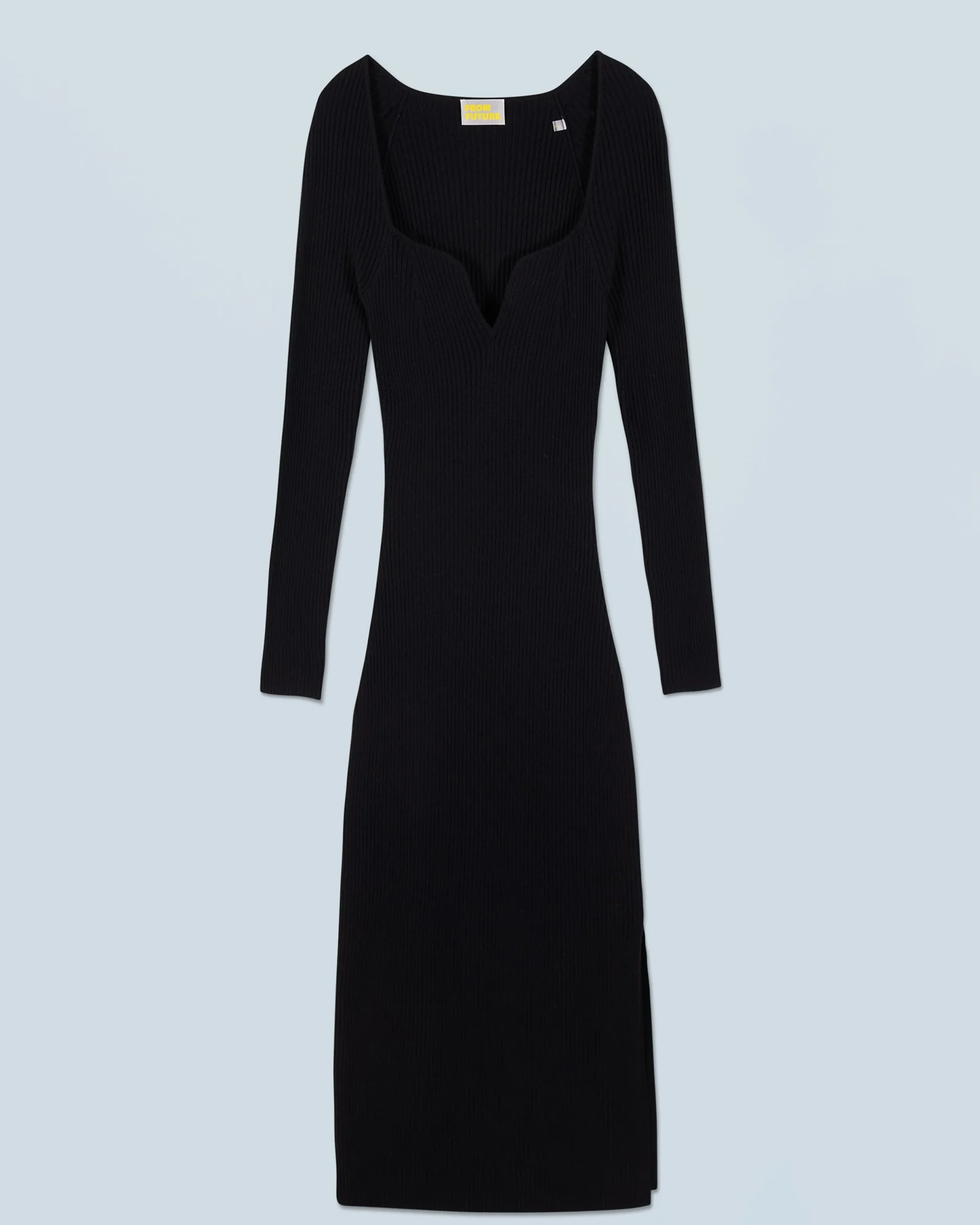 FROM FUTURE Robe Longue Manche Longue Decolleté Coeur Noir Store