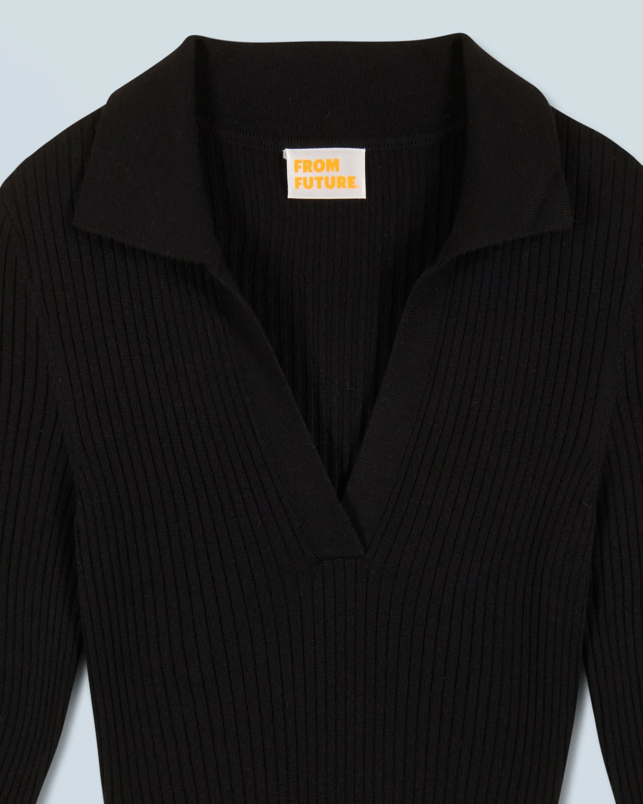 FROM FUTURE Robe Longue Manche Longue Col Polo Noir Best Sale