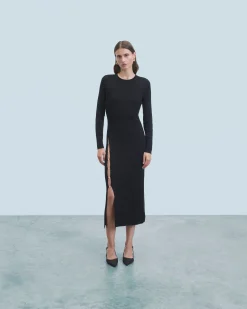 FROM FUTURE Robe Longue Manches Longues Noir Sale