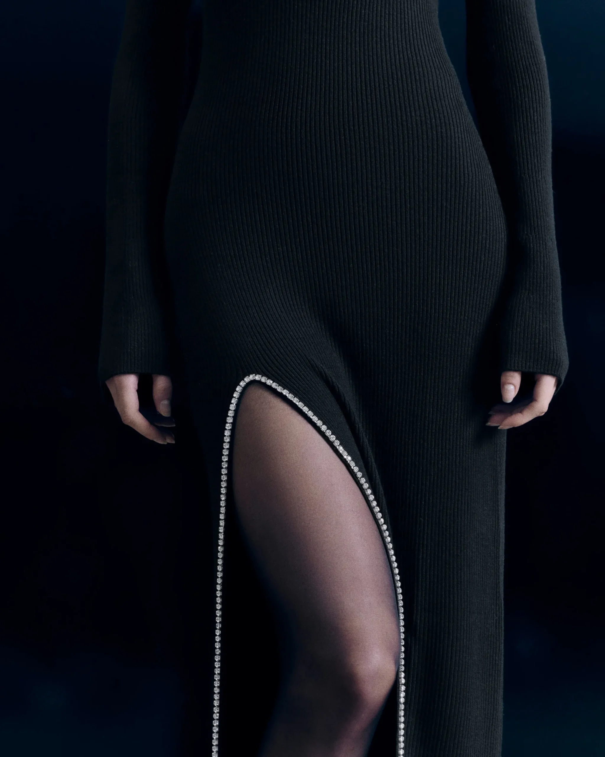 FROM FUTURE Robe Longue Manches Longues Noir Best Sale