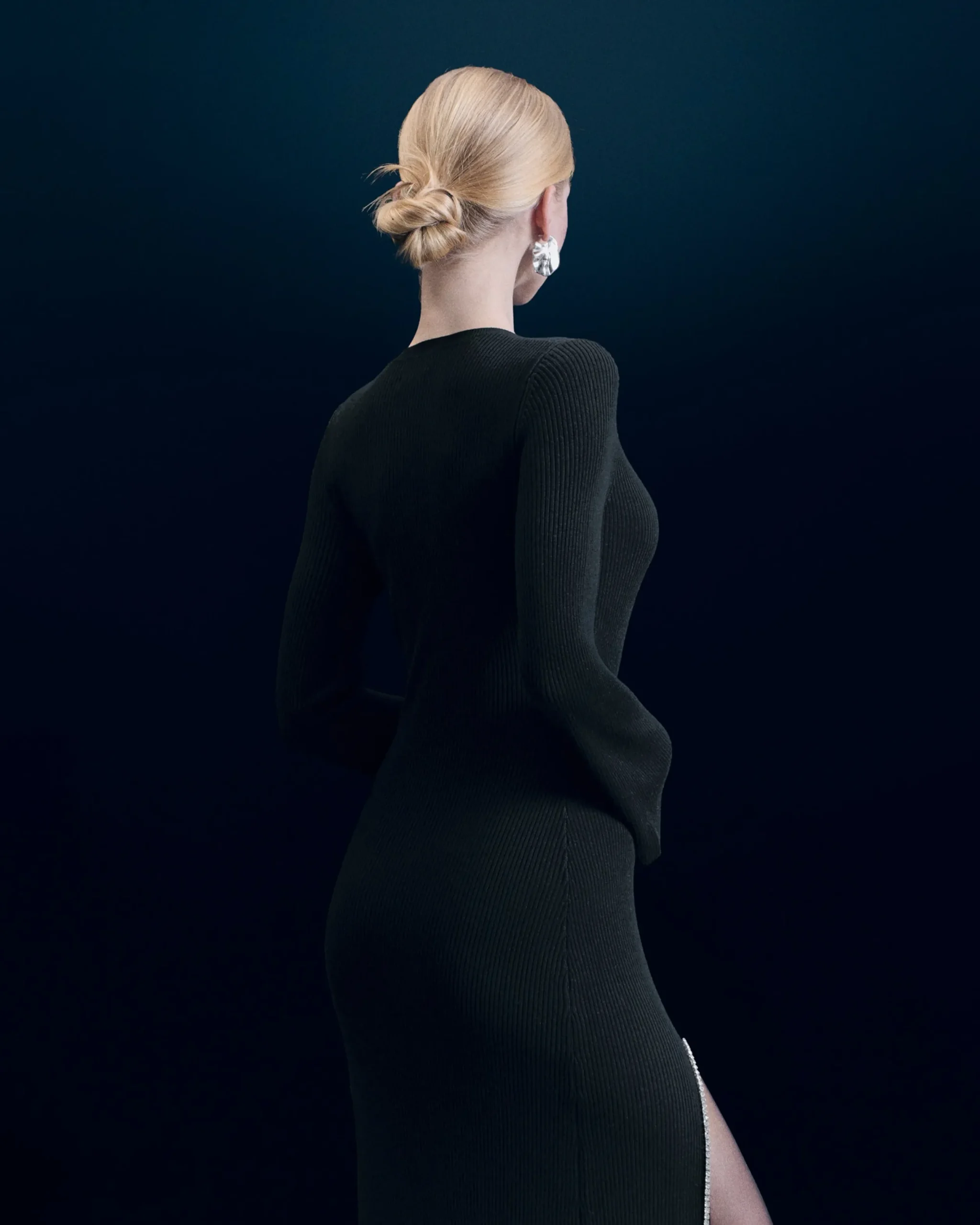 FROM FUTURE Robe Longue Manches Longues Noir Best Sale
