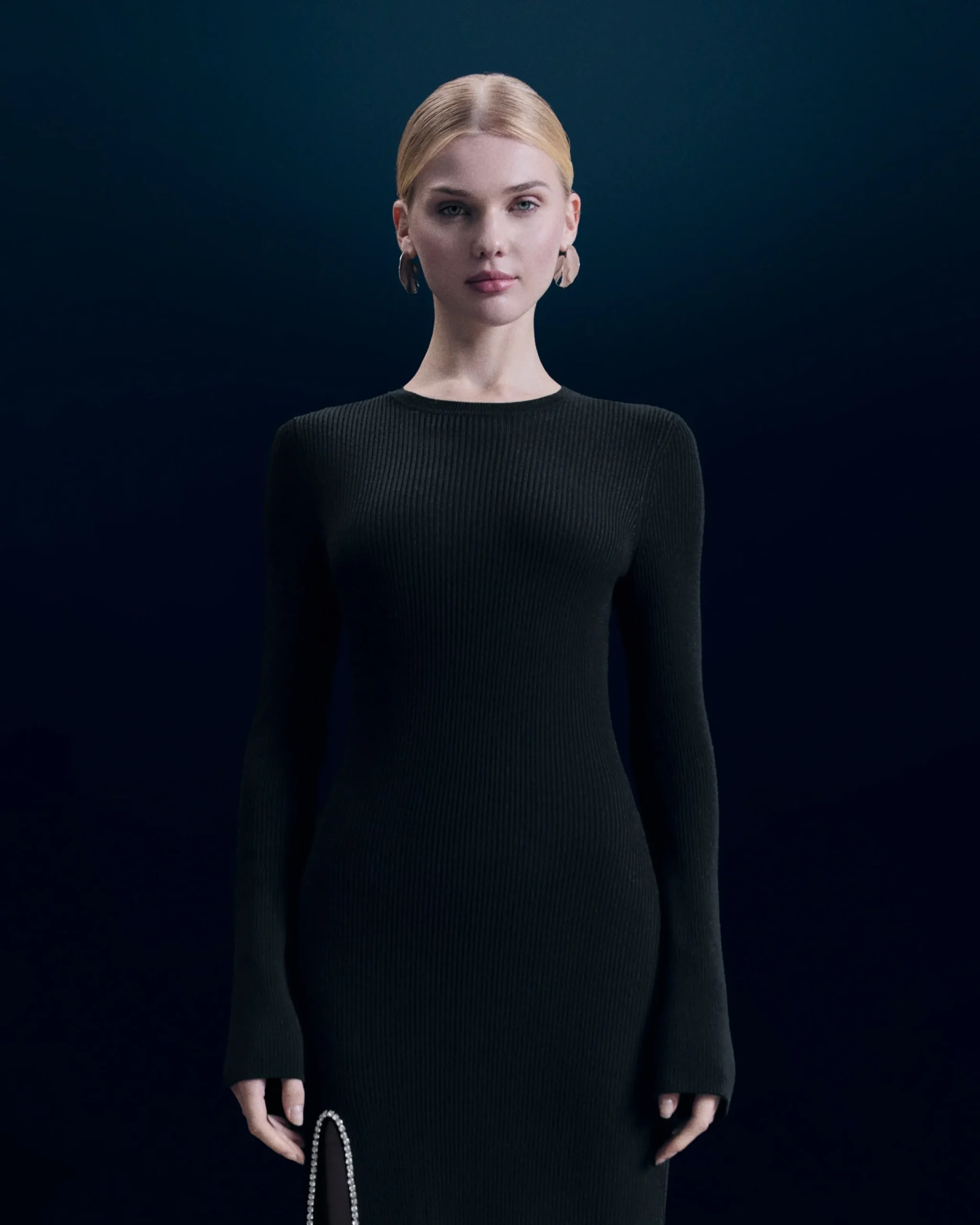 FROM FUTURE Robe Longue Manches Longues Noir Best Sale