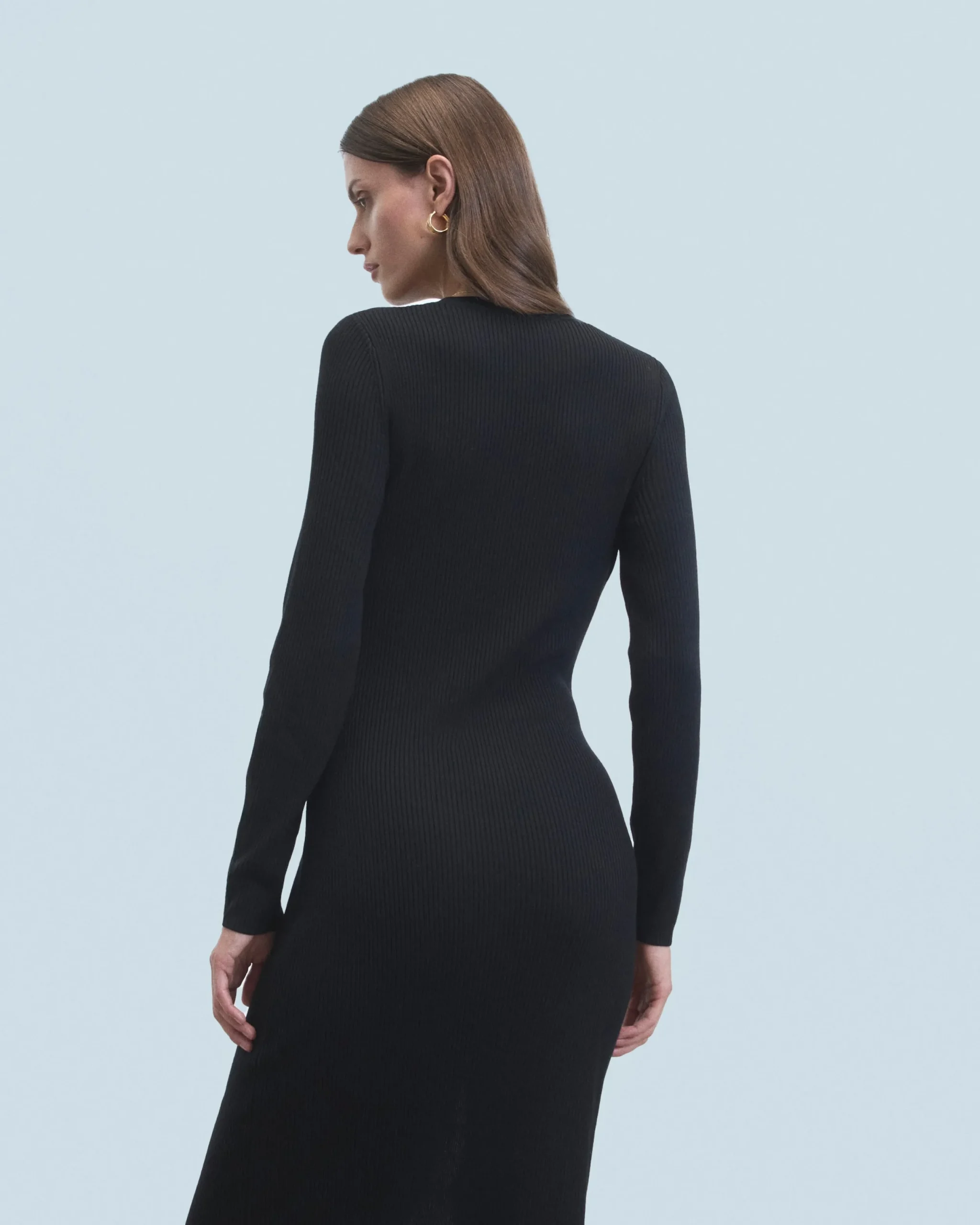 FROM FUTURE Robe Longue Manches Longues Noir Sale