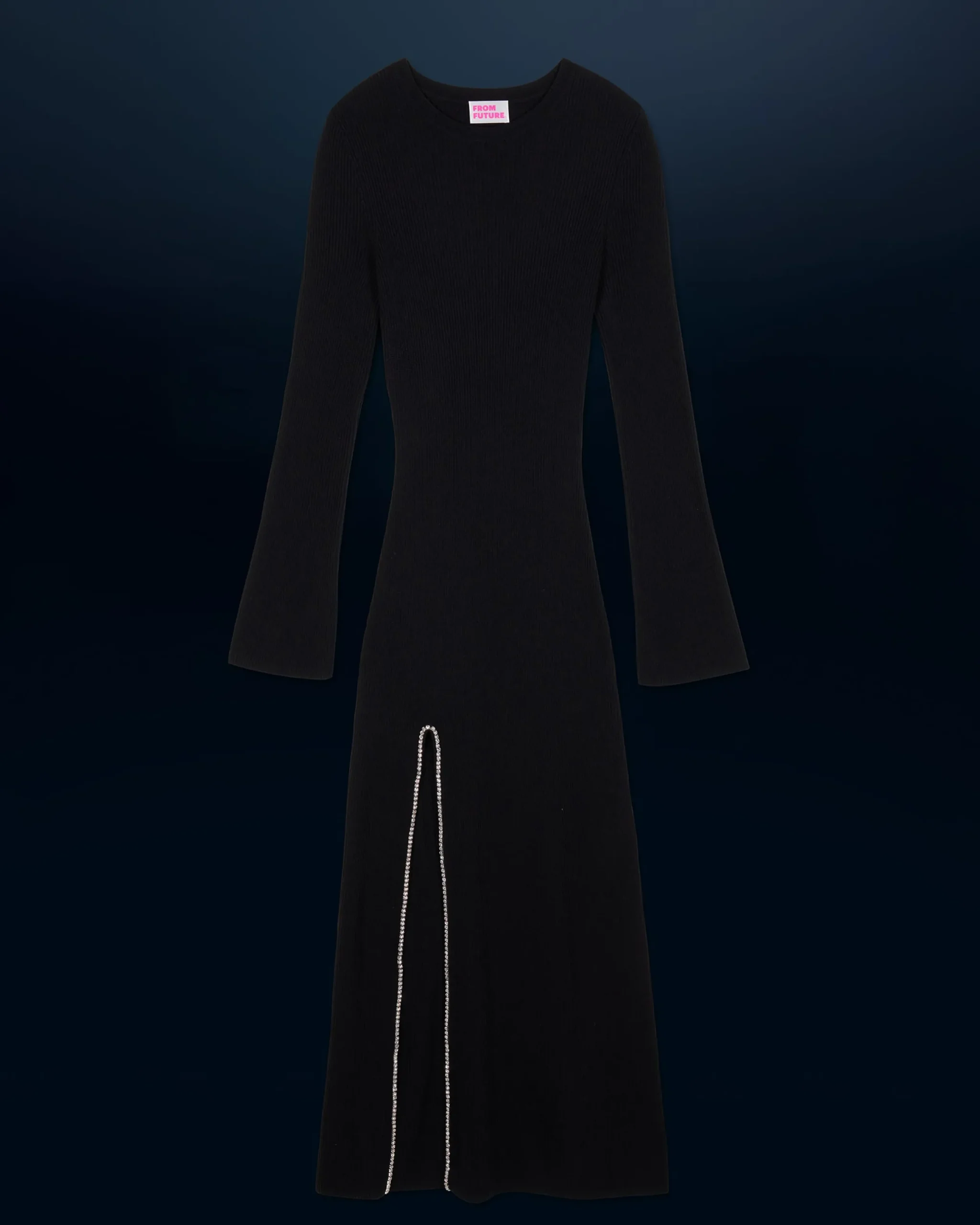 FROM FUTURE Robe Longue Manches Longues Noir Best Sale