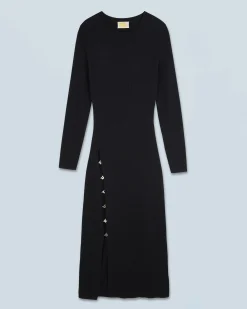 FROM FUTURE Robe Longue Manches Longues Noir Sale