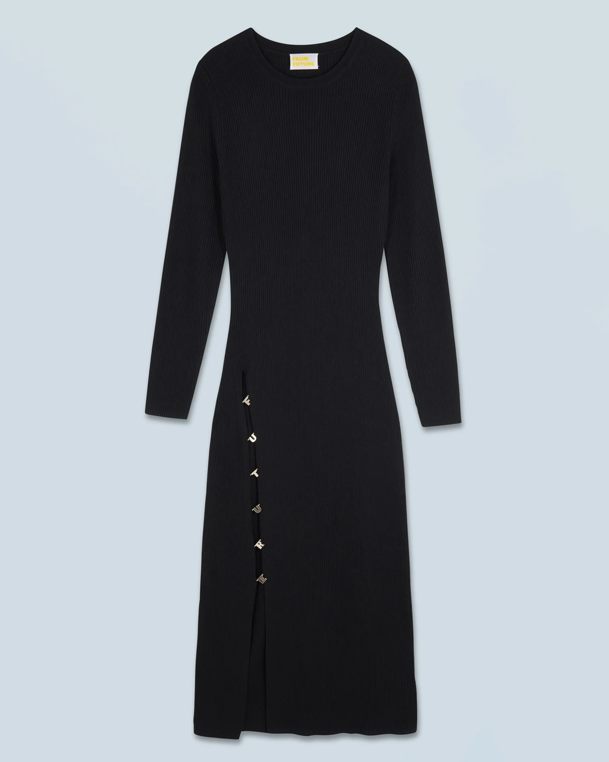 FROM FUTURE Robe Longue Manches Longues Noir Sale