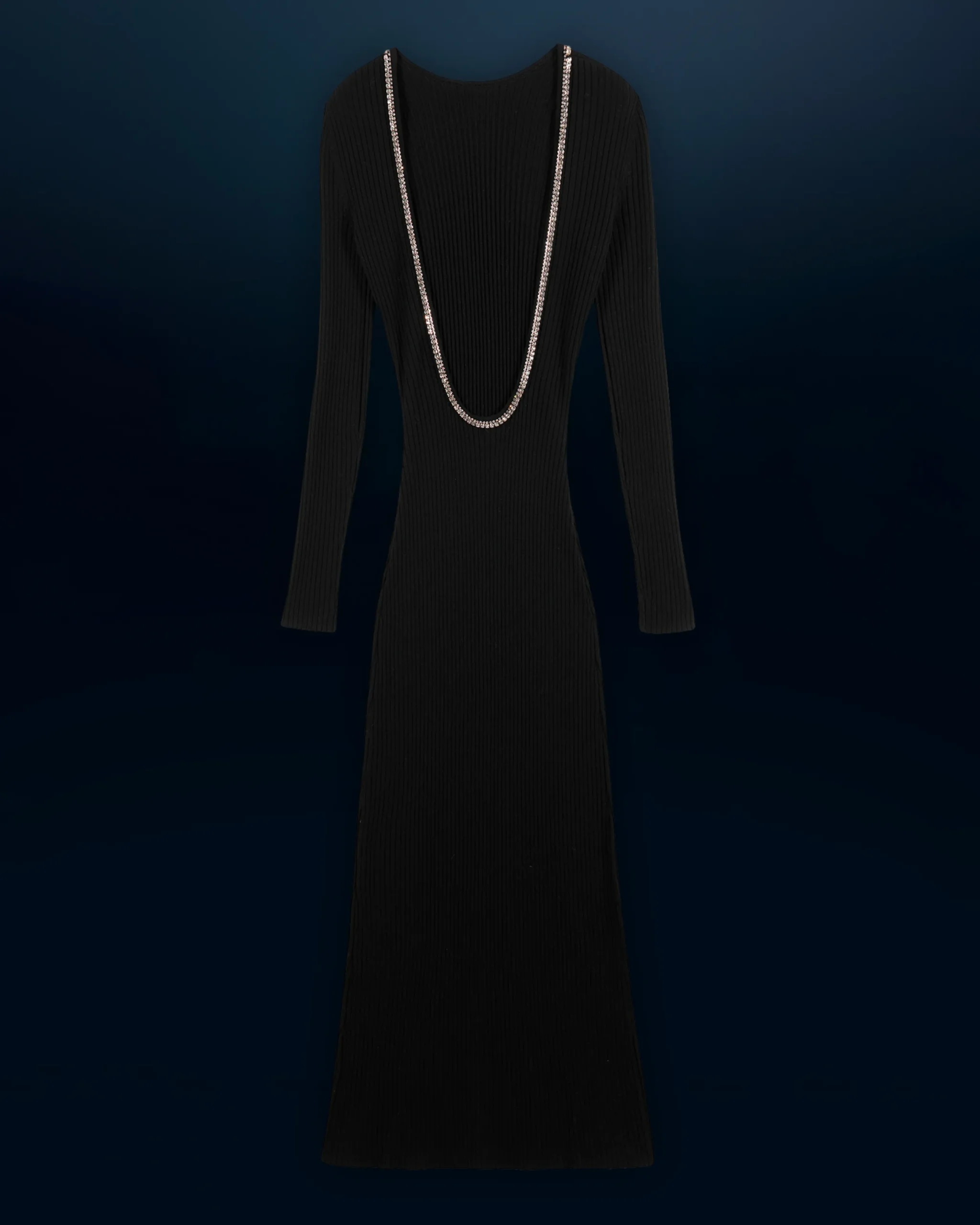 FROM FUTURE Robe Longue Manches Longues Noir Flash Sale