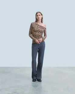 FROM FUTURE Top Asymetrique Jersey HotLeopard New