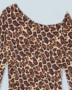 FROM FUTURE Top Asymetrique Jersey HotLeopard New