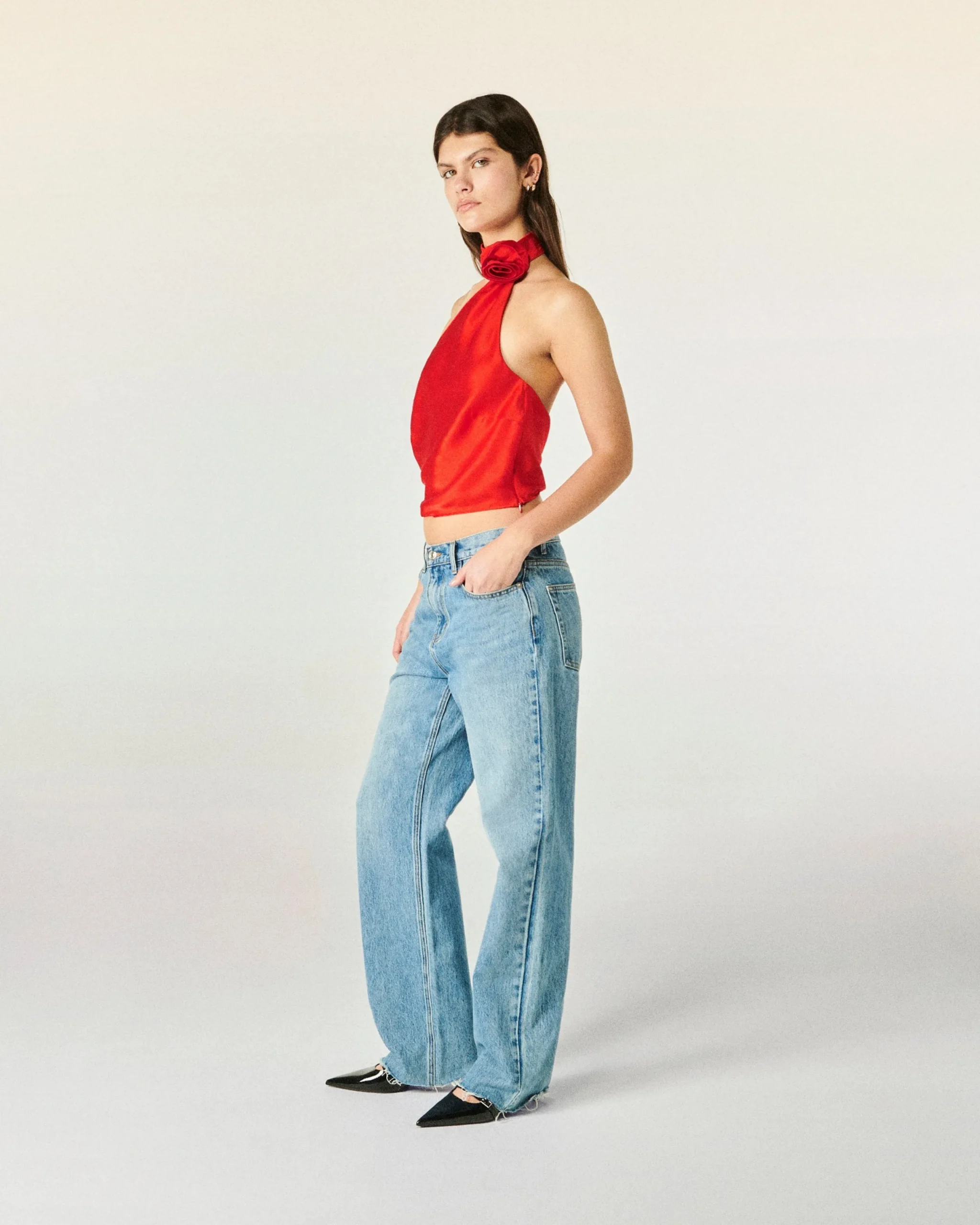 FROM FUTURE Top Asymétrique Judie Red Cheap