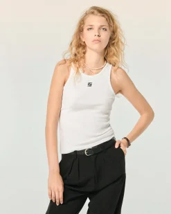 FROM FUTURE Top Bretelle Blanc Flash Sale