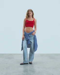 FROM FUTURE Top Bretelle HotRed Fashion