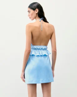 FROM FUTURE Top Bretelle Popeline BabyBlue Sale
