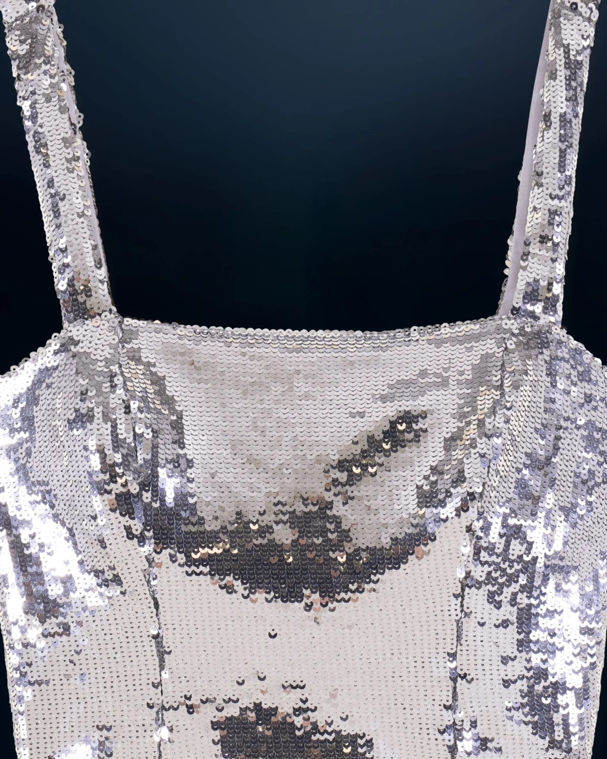 FROM FUTURE Top Bretelle Sequins Silver Store