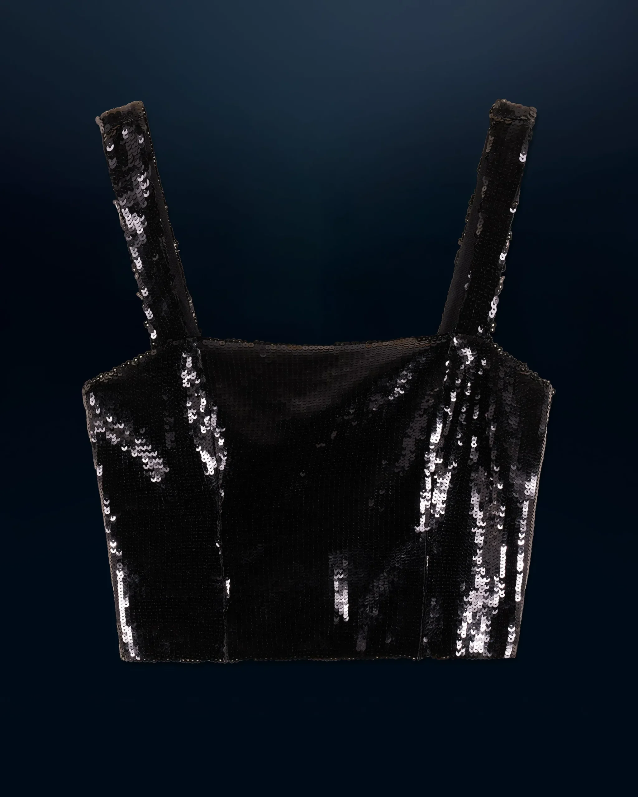 FROM FUTURE Top Bretelle Sequins Noir Discount