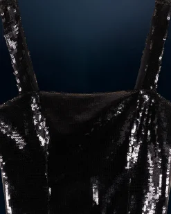 FROM FUTURE Top Bretelle Sequins Noir Discount