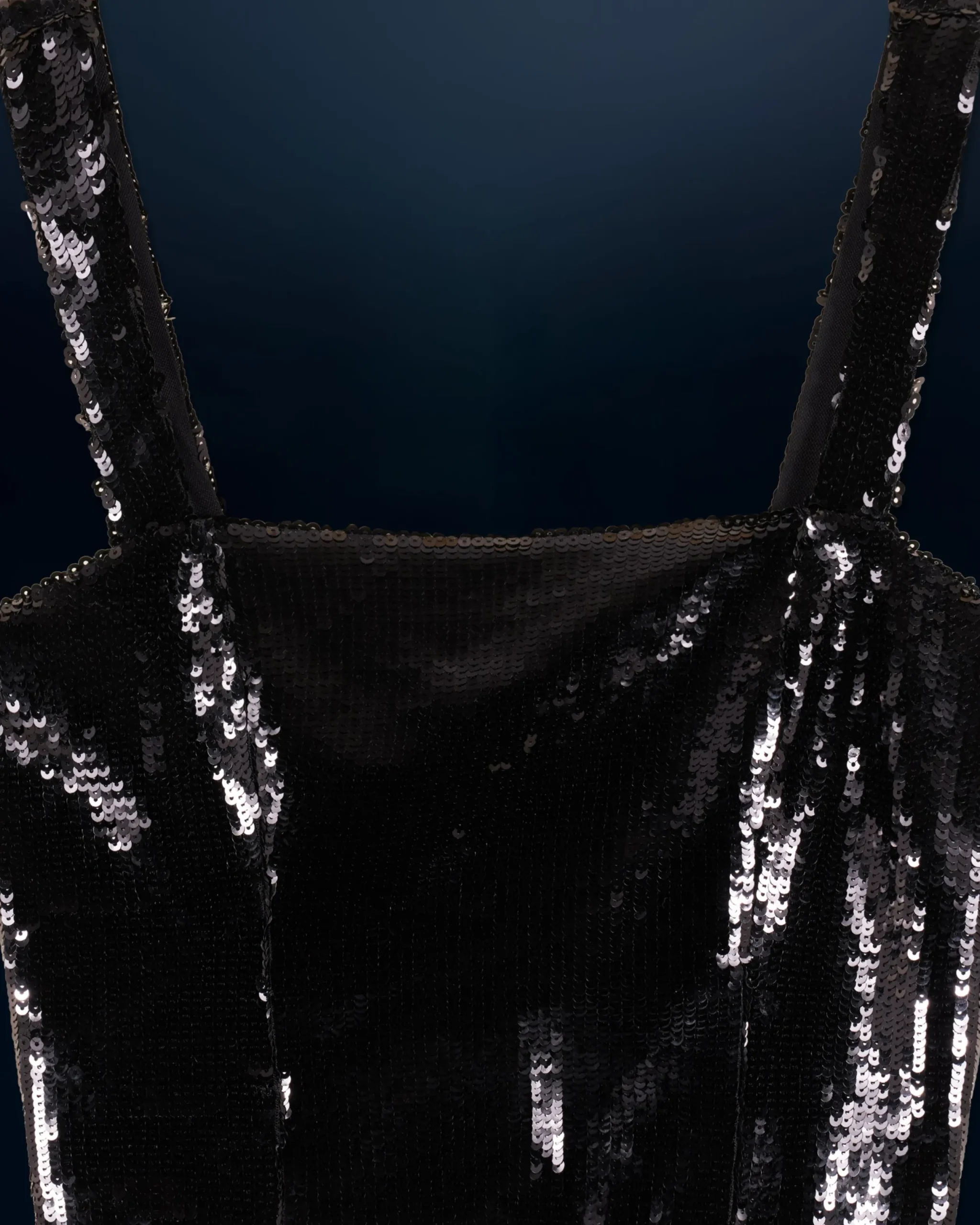 FROM FUTURE Top Bretelle Sequins Noir Discount