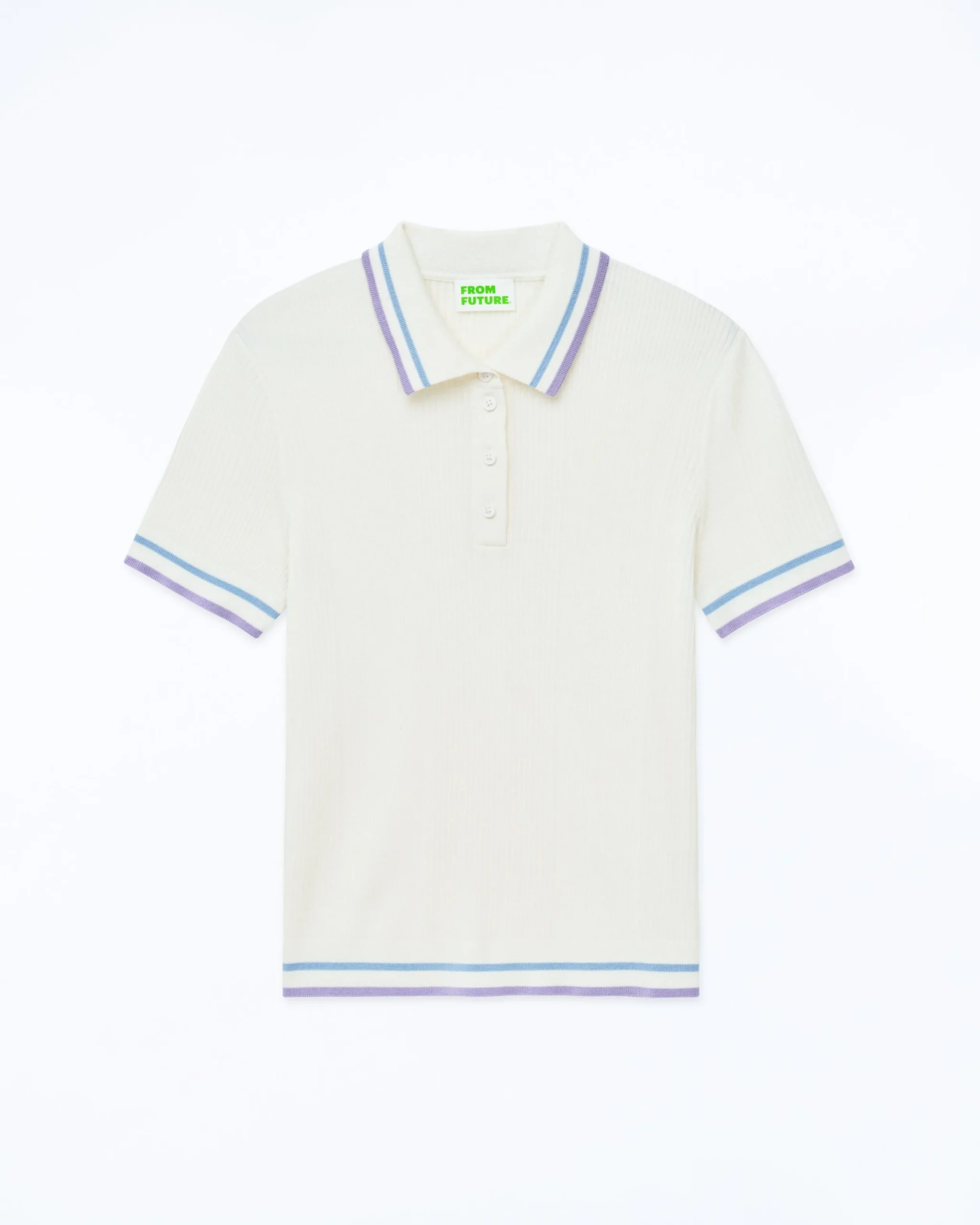 FROM FUTURE Top Manches Courtes Bandes Bicolores Ecru Flash Sale
