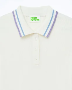 FROM FUTURE Top Manches Courtes Bandes Bicolores Ecru Flash Sale