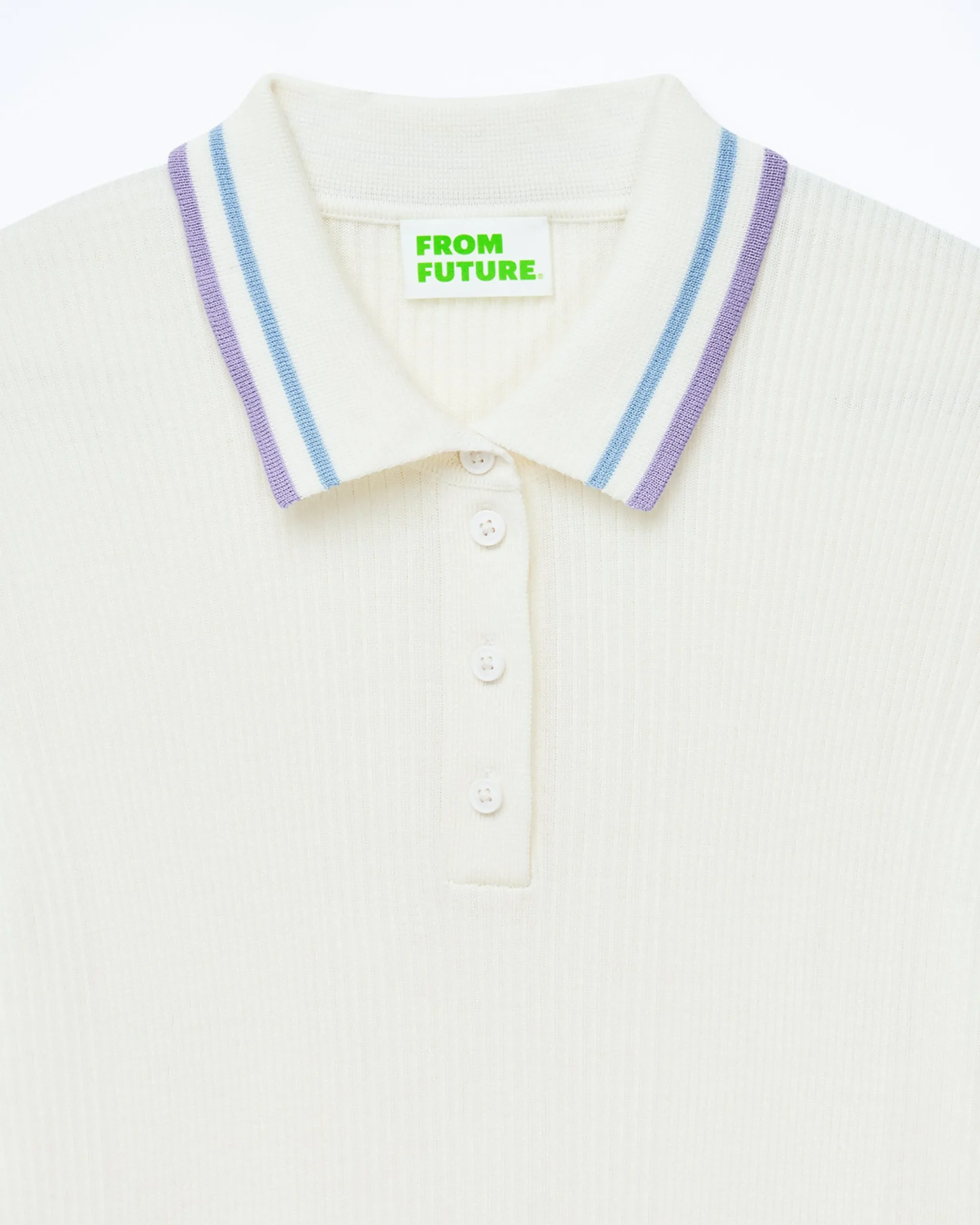 FROM FUTURE Top Manches Courtes Bandes Bicolores Ecru Flash Sale