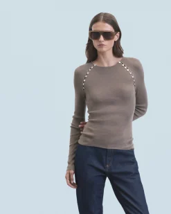 FROM FUTURE Top Manches Longues Taupe Fashion
