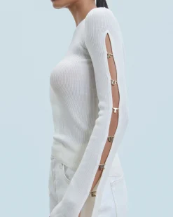 FROM FUTURE Top Manches Longues Ecru New