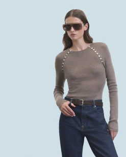 FROM FUTURE Top Manches Longues Taupe Fashion