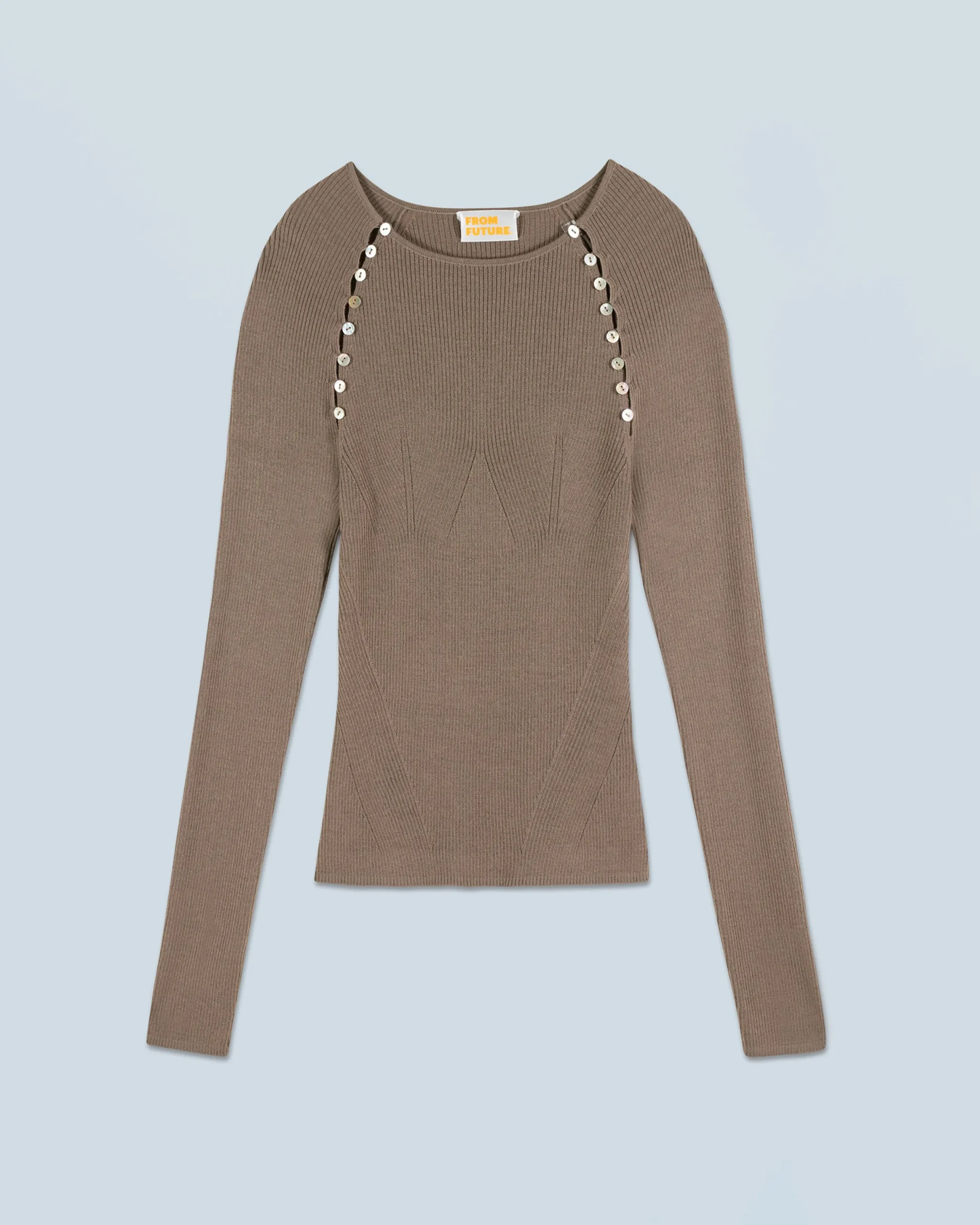 FROM FUTURE Top Manches Longues Taupe Fashion