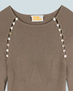 FROM FUTURE Top Manches Longues Taupe Fashion