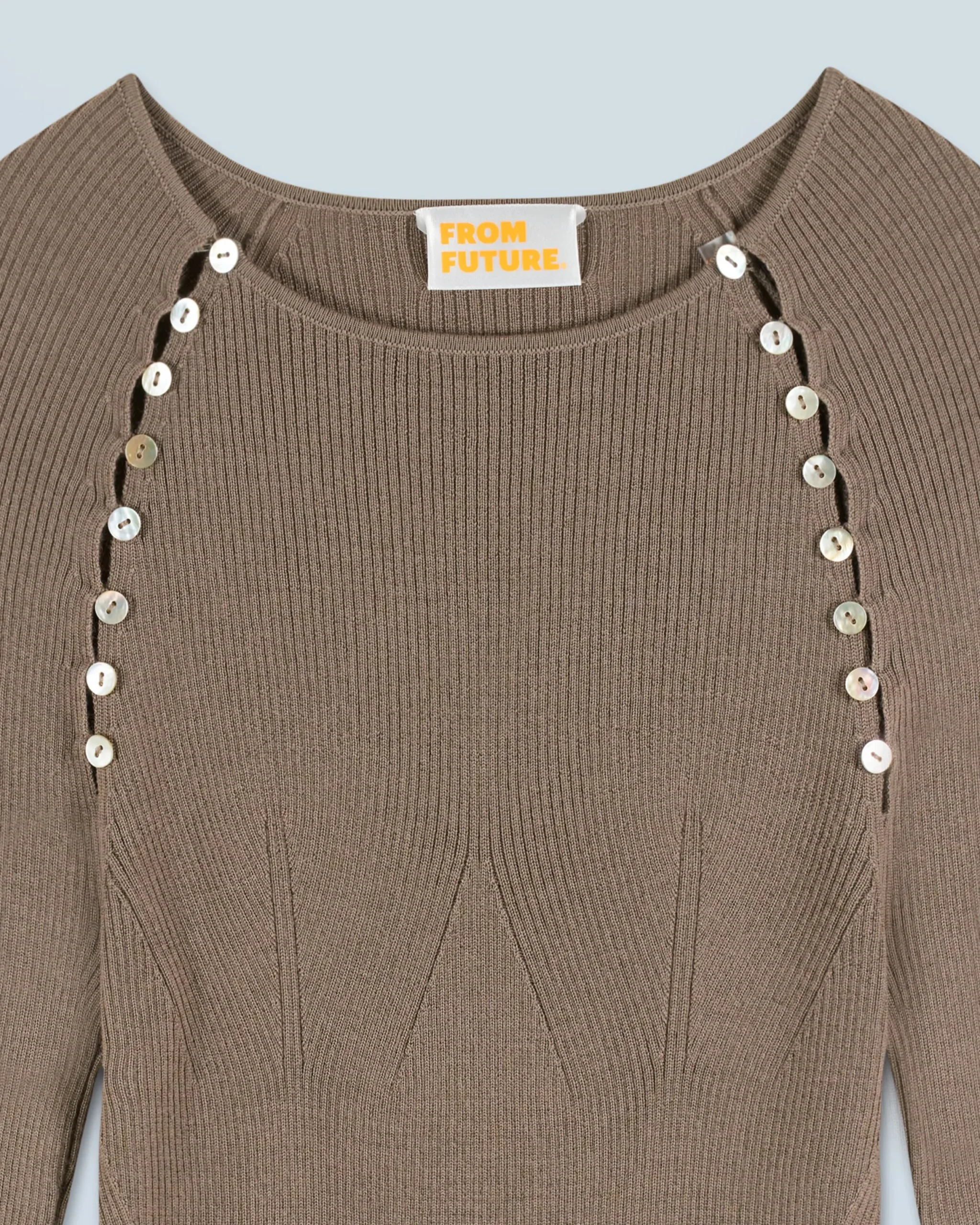 FROM FUTURE Top Manches Longues Taupe Fashion