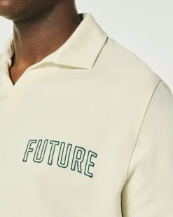 FROM FUTURE T-shirt Col Polo Future Ecru Cheap