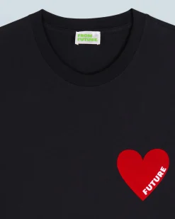 FROM FUTURE T-shirt Col Rond Coeur Noir Cheap