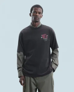 FROM FUTURE T-shirt Col Rond Manches Courtes Roses WashedBlack Store