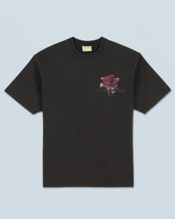 FROM FUTURE T-shirt Col Rond Manches Courtes Roses WashedBlack Store