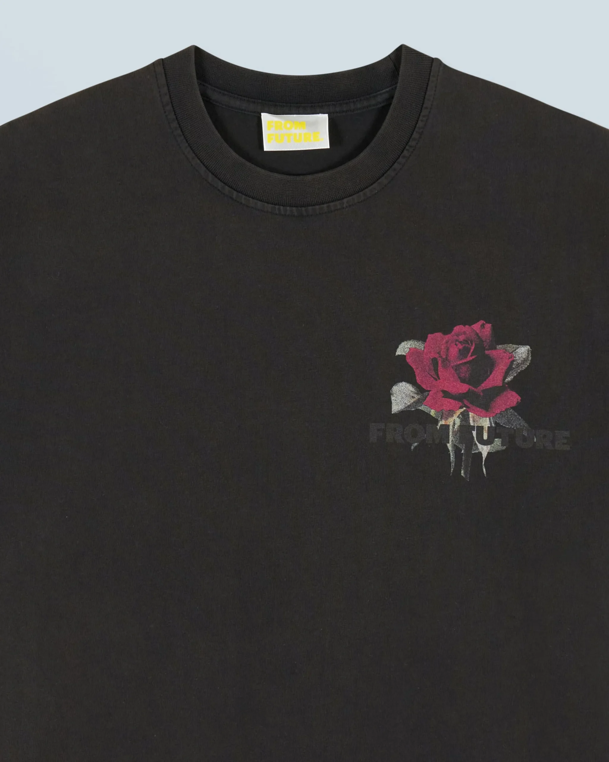 FROM FUTURE T-shirt Col Rond Manches Courtes Roses WashedBlack Store