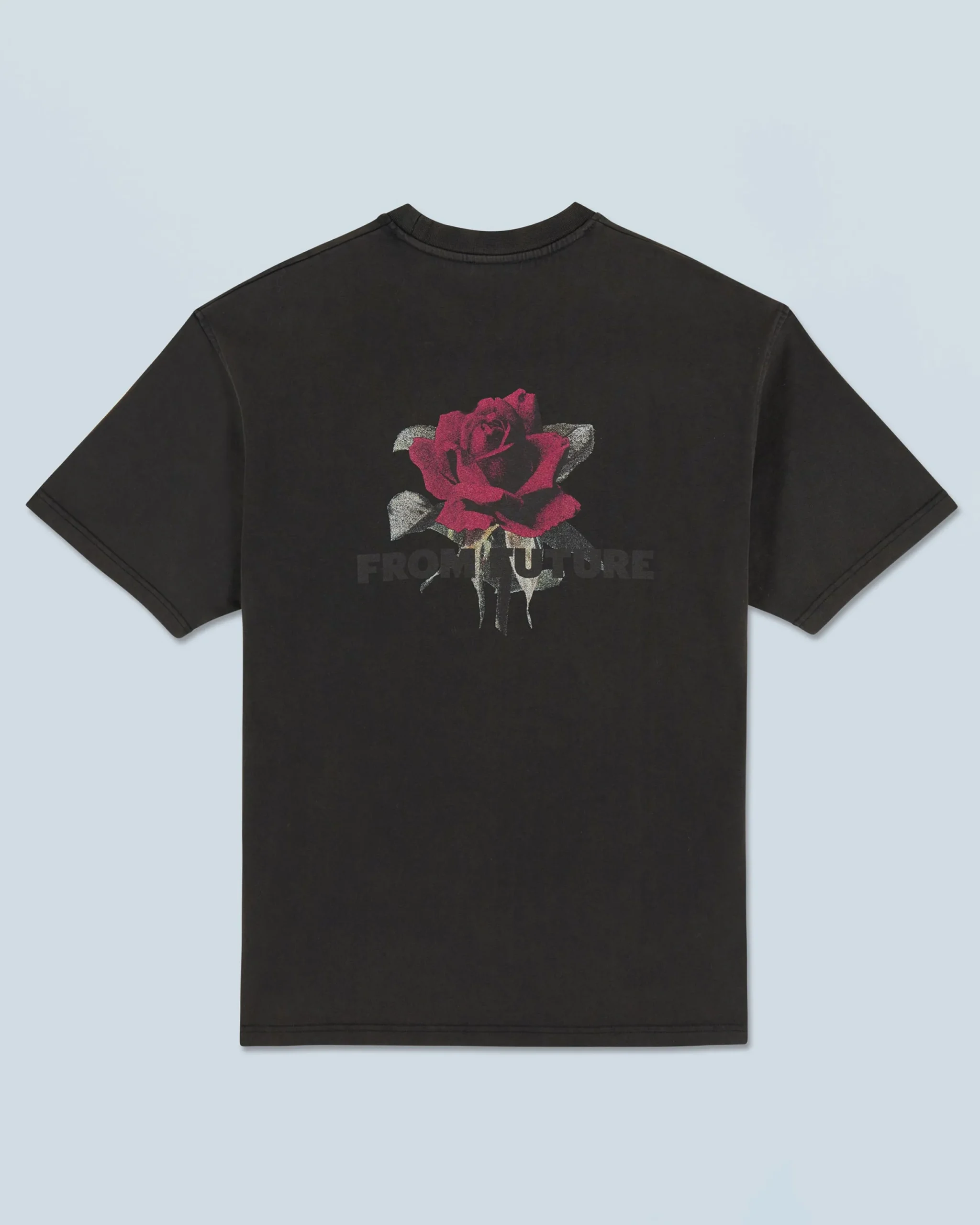 FROM FUTURE T-shirt Col Rond Manches Courtes Roses WashedBlack Store
