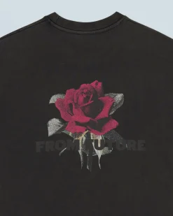 FROM FUTURE T-shirt Col Rond Manches Courtes Roses WashedBlack Store