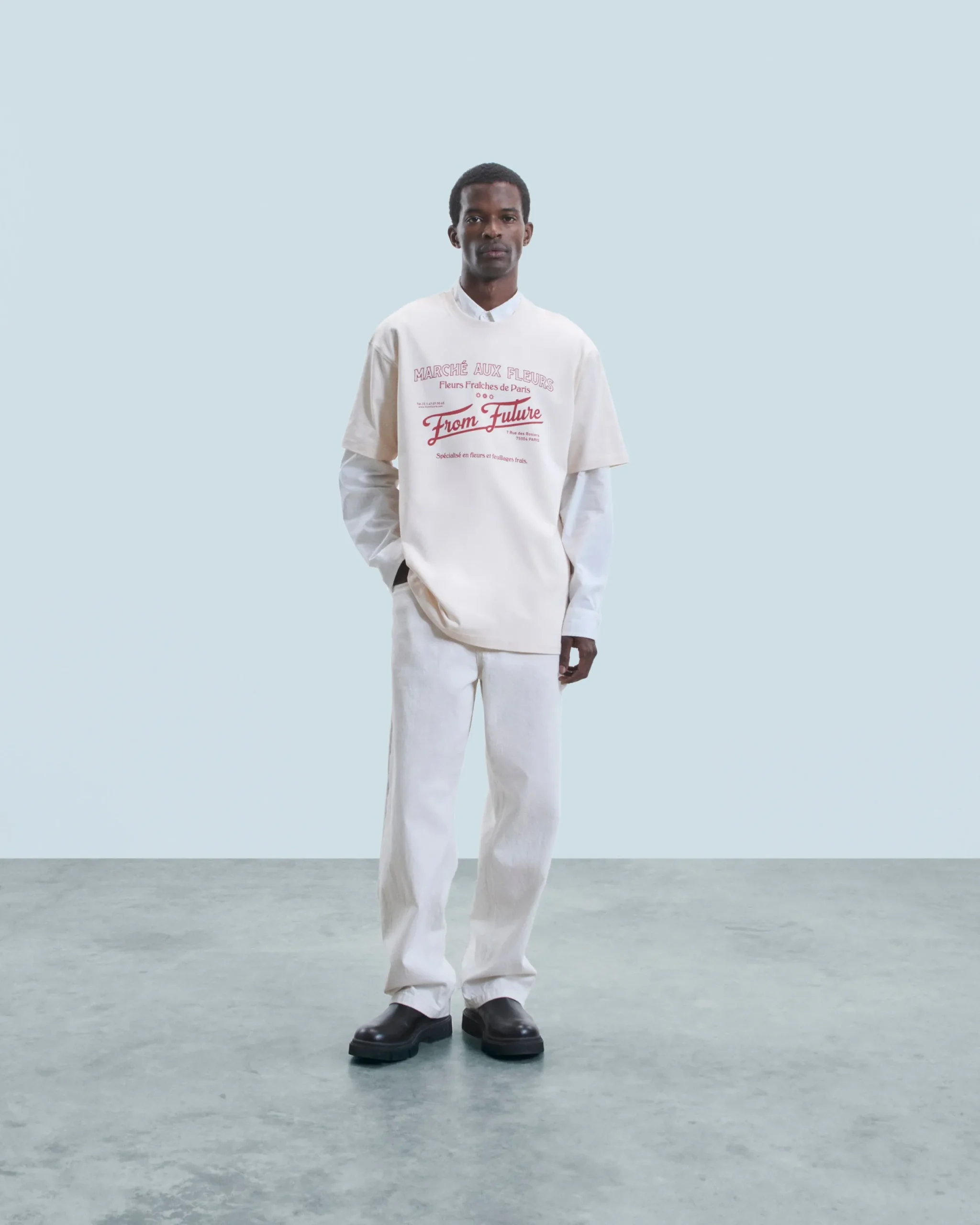 FROM FUTURE T-shirt Col Rond Marché Aux Fleurs Sable Fashion