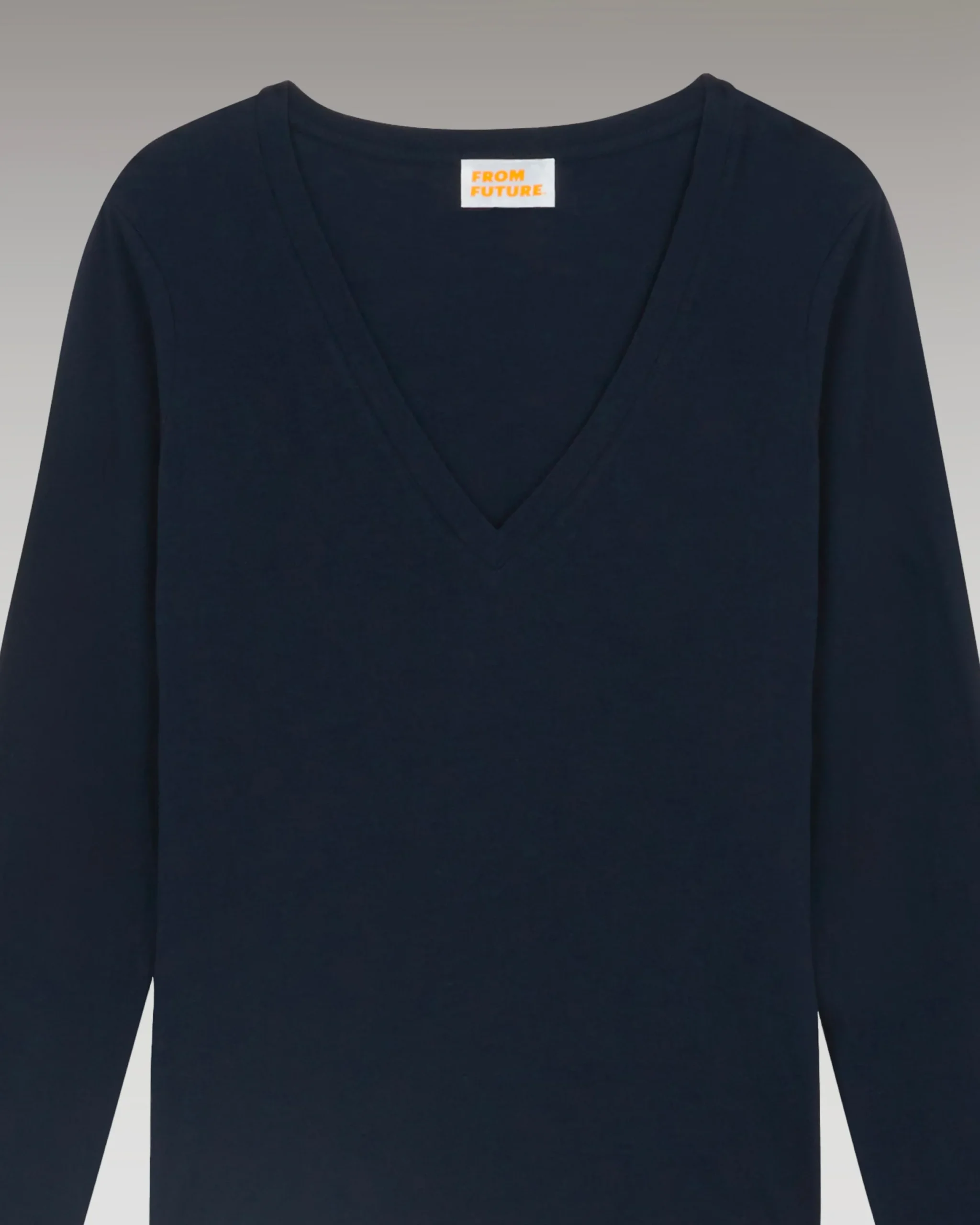 FROM FUTURE T-Shirt Col V Basique Manches Longues Navy Cheap
