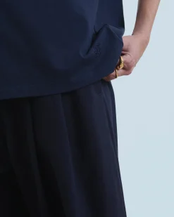 FROM FUTURE T-shirt Col V Manches Courtes Navy Fashion
