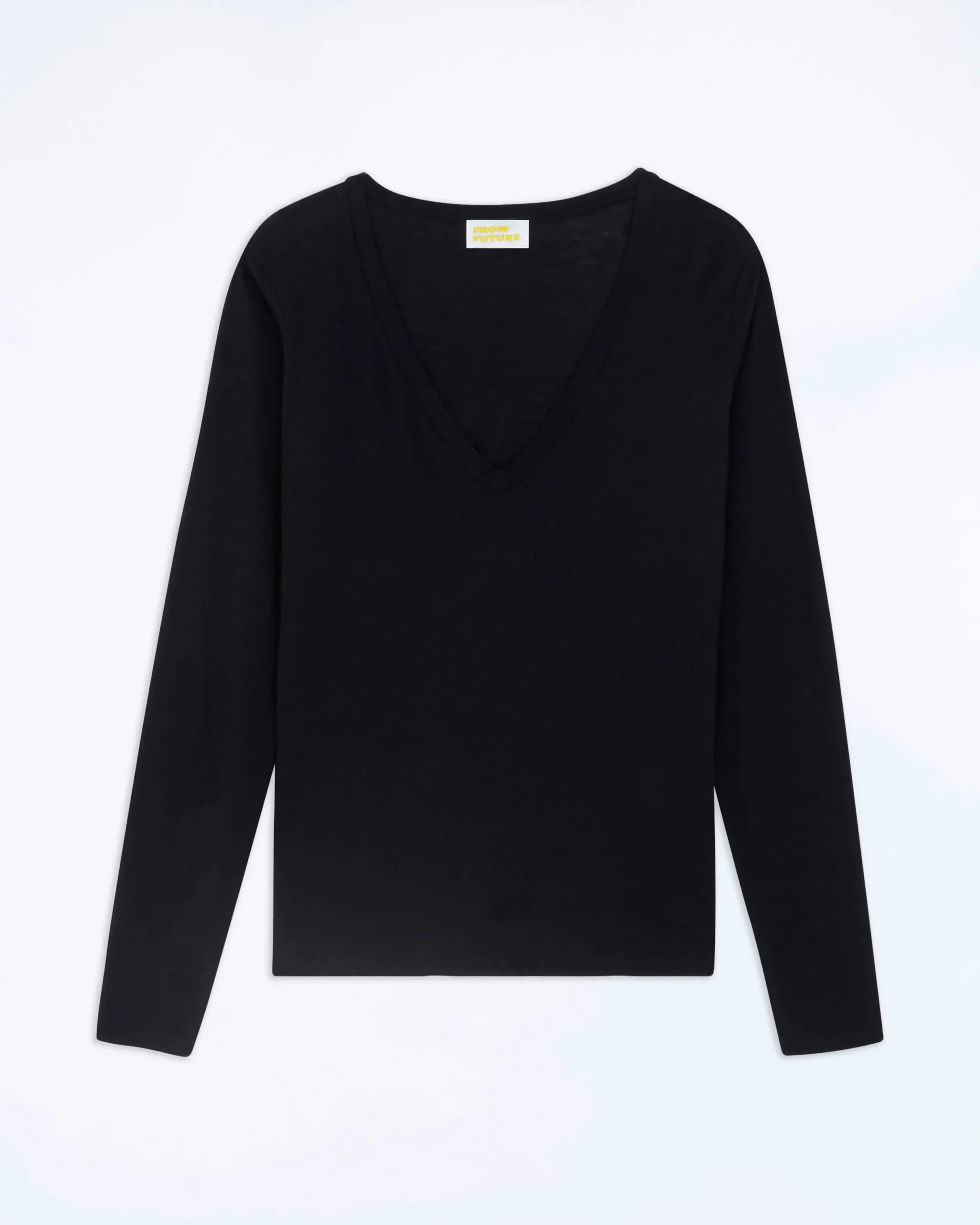 FROM FUTURE T-shirt Col V Manches Longues Noir Store