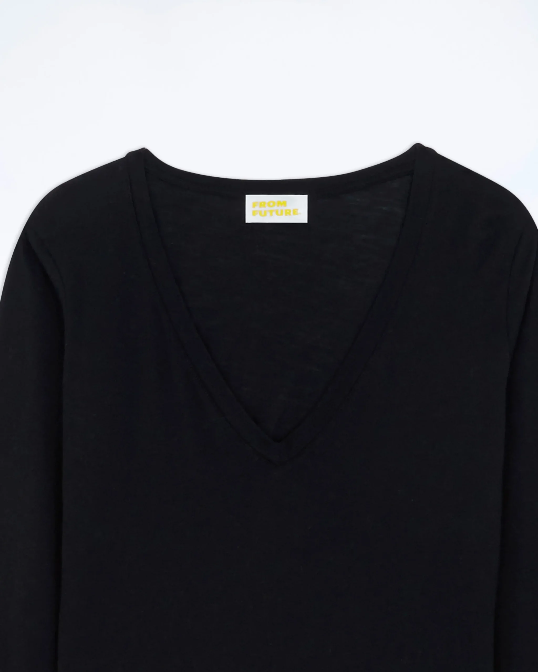 FROM FUTURE T-shirt Col V Manches Longues Noir Store